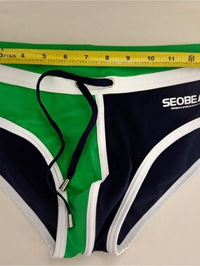 Men’s SEOBEAN Navy and Green Swim Briefs